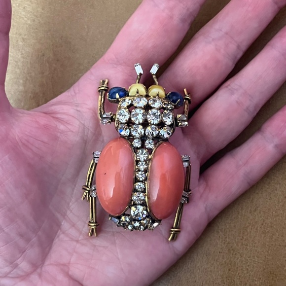 Vintage IRADJ MOINI Large Beetle Insect Bug Brooch Pin Costume Jewelry - Picture 11 of 11